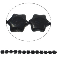 Blue Goldstone Beads, Bloem, natuurlijk, 13x15x5mm, Gat:Ca 1.5mm, Ca 28pC's/Strand, Per verkocht Ca 15.7 inch Strand