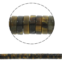 Tiger Eye Helmet, Heishi, luonnollinen, 15x5mm, Reikä:N. 1.5mm, N. 77PC/Strand, Myyty Per N. 15.7 tuuma Strand