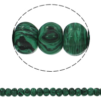 Malachite Bead, Rondelle, sintéiseacha, 15x10mm, Poll:Thart 1.5mm, Thart 40ríomhairí pearsanta/Snáithe, Díolta Per Thart 15.7 Inse Snáithe