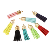 Velveteen Tassel, med Kopparbelagd plast, plated, blandade färger, 10x38mm, Hål:Ca 2mm, 100/