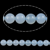 Blå Kalcedon Bead, Rund, platina pläterad, olika storlek för val, Grade AAAAA, Säljs av Lot