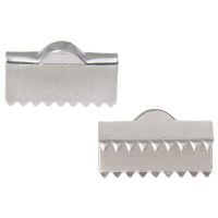 Roestvrij staal lint Crimp, oorspronkelijke kleur, 13x8x6mm, Gat:Ca 3x1mm, 100pC's/Bag, Verkocht door Bag