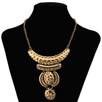 Fashion Statement Necklace Zinc Alloy with 2lnch extender chain antique gold color plated twist oval chain nickel lead & cadmium free 50mm Length Approx 17 Inch Sold By Lot