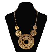 Collana Moda, lega in zinco, with 2lnch extender chain, placcato oro antico, Twist ovale & martellato, assenza di nichel,piombo&cadmio, 50mm, Lunghezza Appross. 19 pollice, 10Strandstrefolo/lotto, Venduto da lotto