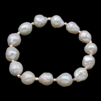 Makeanveden viljeltyjä Pearl rannerengas, Makeanveden helmen, kanssa Messinki, luonnollinen, 9-10mm, Myyty Per N. 7 tuuma Strand