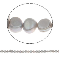 Barokní kultivované sladkovodní perle, Sladkovodní Pearl, Baroko, světle šedá, 8-9mm, Otvor:Cca 0.8mm, Prodáno za Cca 14.2 inch Strand