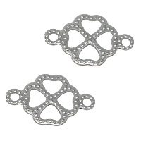 Rustfrit stål Connector, Stainless Steel, Four Leaf Clover, 1/1 løkke, oprindelige farve, 12.50x8x0.50mm, Hole:Ca. 0.8mm, 1000pc'er/Lot, Solgt af Lot