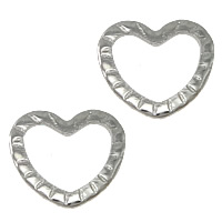 Rustfrit stål Linking Ring, Stainless Steel, Heart, oprindelige farve, 7.60x6.80x0.50mm, Hole:Ca. 5.5x5.5mm, 1000pc'er/Lot, Solgt af Lot