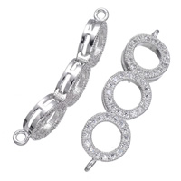 Cubic Zirconia Micro Pave Latão Connector, cobre, platinado, micro pavimento em zircônia cúbica & laço de 1/1, níquel, chumbo e cádmio livre, 10x37mm, Buraco:Aprox 1.5mm, 5PCs/Lot, vendido por Lot