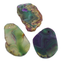 Pendants Agate Lása, nádúrtha, measctha, 32x49x5mm-47x60x6mm, Poll:Thart 1mm, 10ríomhairí pearsanta/Mála, Díolta De réir Mála