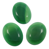 agate verte cabochon, ovale, naturel, dos plat, 30x40x8mm, 10PC/sac, Vendu par sac