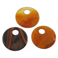 Red Agate vedhæng, Flad Rund, naturlig, 36-40x4mm, Hole:Ca. 10mm, 10pc'er/Bag, Solgt af Bag