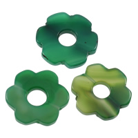 Perle agate verte naturelle, fleur, 49x46x6mm-52x50x7mm, Trou:Environ 2-3mm, 10PC/sac, Vendu par sac