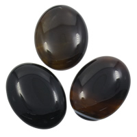 Μαύρο Agate Cabochon, Επίπεδη οβάλ, φυσικός, επίπεδη πλάτη, 30x40x7mm, 10PCs/τσάντα, Sold Με τσάντα