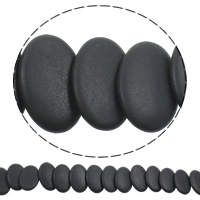 Black Stone Perle, Černý kámen, Flat Oval, přírodní, matná, 20x30x5mm, Otvor:Cca 1mm, Délka Cca 15 inch, 5přediva/Bag, Cca 25PC/Strand, Prodáno By Bag