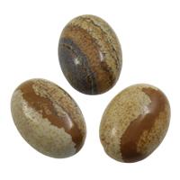 Picture Jasper Cabochon, Flat Oval, naturlig, platt baksida, 15x20x10mm, 10PC/Bag, Säljs av Bag