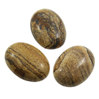 Foto Jasper Cabochon, Plat Ovaal, natuurlijk, platte achterkant, 20x30x7mm, 10pC's/Bag, Verkocht door Bag