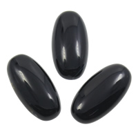 Schwarzer Achat Cabochon, flachoval, natürlich, flache Rückseite, 15x30x6mm, 10PCs/Tasche, verkauft von Tasche