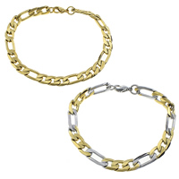 Stainless Steel korut rannerengas, Ruostumaton teräs, päällystetty, Figaro Chain, enemmän värejä valinta, 19x8x2mm, 13x8x2mm, Pituus N. 8.5 tuuma, 10säikeet/erä, Myymät erä