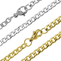 Stainless Steel Chain Ogrlica, Nehrđajući čelik, pozlaćen, rubnik lanac, više boja za izbor, 5x3.50x1mm, Dužina Približno 19 inčni, 10pramenovi/Lot, Prodano By Lot