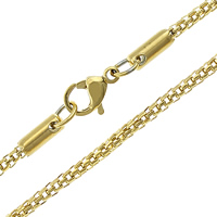 Stainless Steel Chain Necklace gold color plated lantern chain 2mm Length Approx 19.5 Inch Sold By Lot