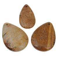 Picture Jasper Hänge, naturlig, blandad, 19x34x5mm-25x36x7mm, Hål:Ca 1mm, 10PC/Bag, Säljs av Bag