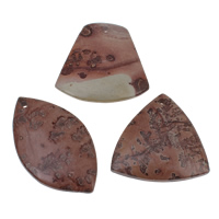 Kinesisk maleri Stone Pendel, naturlig, 40x45x5mm-42x60x8mm, Hole:Ca. 2mm, 10pc'er/Bag, Solgt af Bag