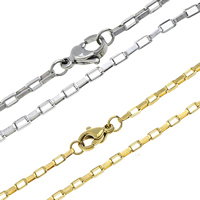 Stainless Steel Chain Ogrlica, Nehrđajući čelik, pozlaćen, različite veličine za izbor & Kutija lanac, više boja za izbor, Dužina Približno 17.5 inčni, 10pramenovi/Lot, Prodano By Lot