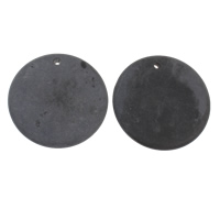 Svart Sten Hänge, Flat Round, naturlig, 50x7mm, Hål:Ca 2mm, 10PC/Bag, Säljs av Bag