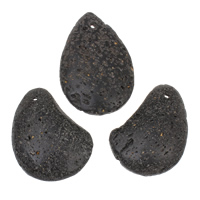 Lava Anhänger, natürlich, schwarz, 40x55x12mm-70x50x15mm, Bohrung:ca. 2-5mm, 10PCs/Tasche, verkauft von Tasche