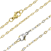 Stainless Steel Chain Ogrlica, Nehrđajući čelik, pozlaćen, ovalni lanac, više boja za izbor, 3x2x0.40mm, Dužina Približno 17.5 inčni, 10pramenovi/Lot, Prodano By Lot