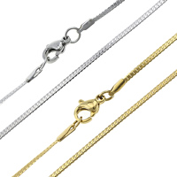 Ketting van edelstaal ketting, Roestvrij staal, plated, kinketting, meer kleuren voor de keuze, 1.50mm, Lengte Ca 19.5 inch, 10strengen/Lot, Verkocht door Lot