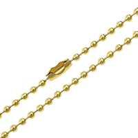 Catena collana, acciaio inox, placcato color oro, Ball chain, 2.50mm, Lunghezza Appross. 24 pollice, 10Strandstrefolo/lotto, Venduto da lotto