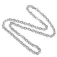 Stainless Steel Chain Ogrlica, Nehrđajući čelik, ovalni lanac, izvorna boja, 7x5.50x1.50mm, Dužina Približno 21.5 inčni, 10pramenovi/Lot, Prodano By Lot