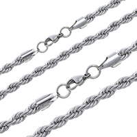 Stainless Steel Chain Ogrlica, Nehrđajući čelik, različite veličine za izbor & konop lanac, izvorna boja, 10pramenovi/Lot, Prodano By Lot