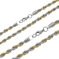 Stainless Steel Chain Ogrlica, Nehrđajući čelik, pozlaćen, različite veličine za izbor & konop lanac & u dvije nijanse, 10pramenovi/Lot, Prodano By Lot