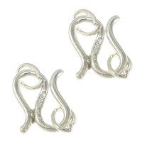 925 Fermoir crochet S en argent massif, argent sterling 925, argent, 6.50x8x1mm, Trou:Environ 3.5mm, 20ensemblessérie/lot, Vendu par lot