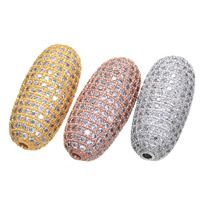 Cubic Zirconia Micro Pave Brass Beads Oval plated micro pave cubic zirconia nickel lead & cadmium free Approx 2mm Sold By Lot