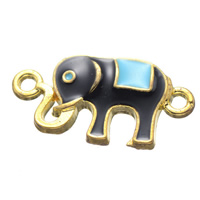 Animal Zink legering Stik, Zinc Alloy, Elephant, guldfarve belagt, emalje & 1/1 løkke, nikkel, bly & cadmium fri, 22.60x11.40mm, Hole:Ca. 2mm, 50pc'er/Lot, Solgt af Lot