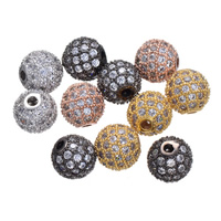 Cubic Zirconia grânulos de latão Micro Pave, cobre, Roda, banhado, micro pavimento em zircônia cúbica, Mais cores pare escolha, níquel, chumbo e cádmio livre, 8mm, Buraco:Aprox 1.63mm, 5PCs/Lot, vendido por Lot