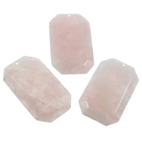 quartzo rosa pingente, Octagono, naturais, 39x65x6mm, Buraco:Aprox 1mm, 10PCs/Bag, vendido por Bag