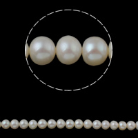 Button saothraithe Péarla Fionnuisce Coirníní, Pearl Fionnuisce, nádúrtha, bán, 9-10mm, Poll:Thart 0.8mm, Díolta Per Thart 15.3 Inse Snáithe