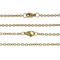 Stainless Steel Chain Ogrlica, Nehrđajući čelik, pozlaćen, ovalni lanac, više boja za izbor, 3x2x0.50mm, Dužina Približno 18 inčni, 50pramenovi/Lot, Prodano By Lot