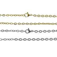 Stainless Steel Chain Ogrlica, Nehrđajući čelik, pozlaćen, različite veličine za izbor & ovalni lanac, više boja za izbor, Prodano By Lot