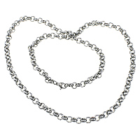 Stainless Steel Chain Ogrlica, Nehrđajući čelik, Rolo lanac, izvorna boja, 6x6x2mm, Dužina Približno 24 inčni, 10pramenovi/Lot, Prodano By Lot