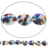 Millefiori Üveggyöngy, Millefiori Glass, Lapos kerek, kézi, különböző méretű a választás, Lyuk:Kb 1mm, Hossz Kb 14.2 inch, Által értékesített Bag