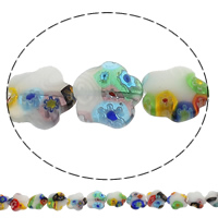 Millefiori Staklene perle, Millefiori Glass, Cvijet, ručno izrađen, 14x14x3mm, Rupa:Približno 1mm, Dužina Približno 13.4 inčni, 10pramenovi/Torba, Približno 27računala/Strand, Prodano By Torba