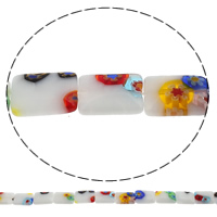 Millefiori Üveggyöngy, Millefiori Glass, Téglalap, kézi, különböző méretű a választás, Lyuk:Kb 1mm, Hossz Kb 15.7 inch, Által értékesített Bag