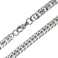 Stainless Steel Chain Ogrlica, Nehrđajući čelik, rubnik lanac, izvorna boja, 9x6x1mm, Dužina Približno 23.5 inčni, 5pramenovi/Lot, Prodano By Lot