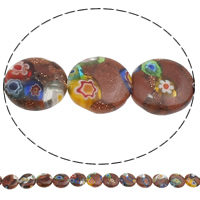 Goldsand Millefiori Flat Round handmade Approx 1mm Length Approx 14.5 Inch Approx Sold By Bag